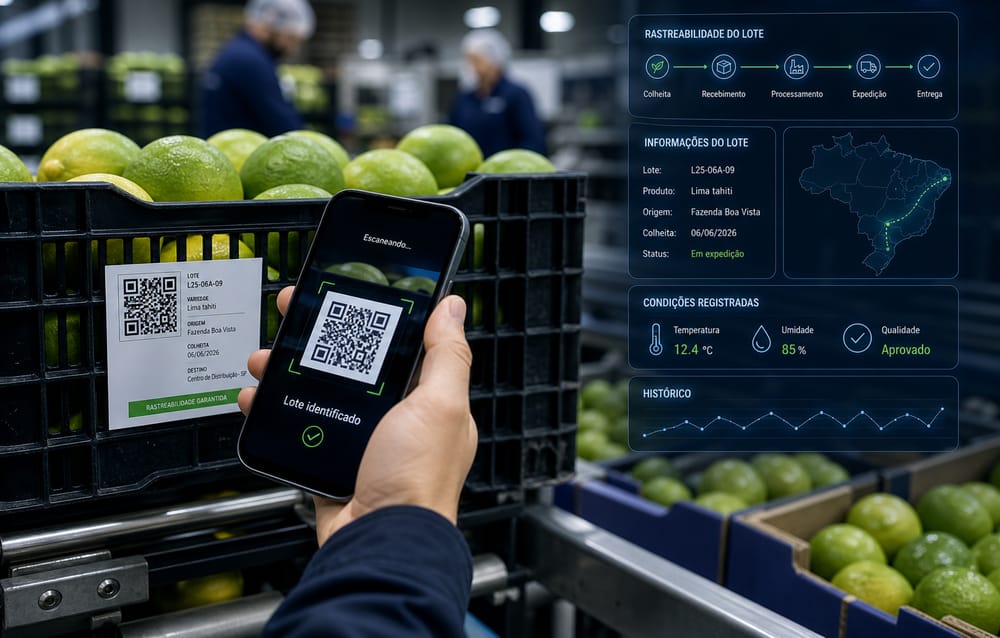 Leitura de QR Code para rastreabilidade de lote no packinghouse